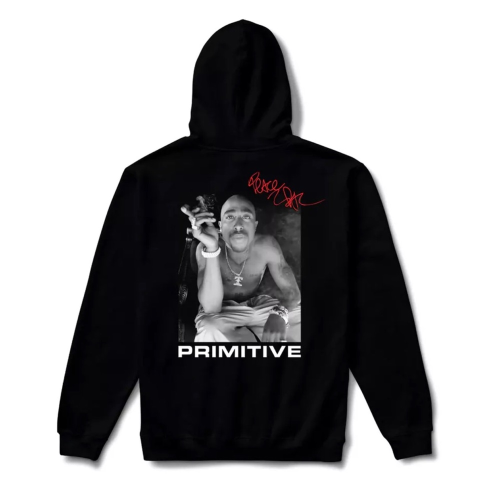 Primitive x 2Pac Smoke Hoodie Men’s Size XXL Black Graphic Pullover